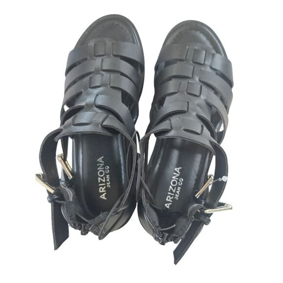 NWT Arizona Jean Co. Black Strappy Platform Sandals Women's Size 6.5 Whimsigoth - Picture 5 of 7